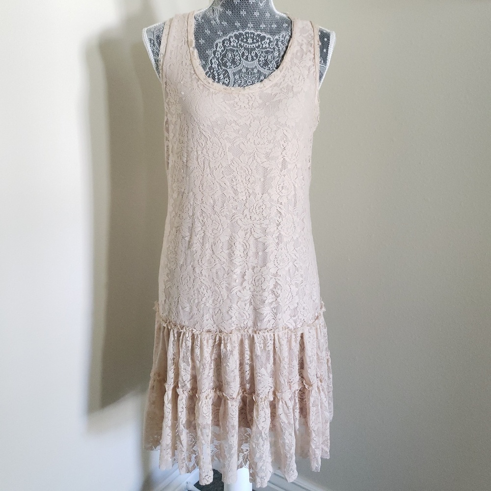 Vintage Pink Lace Mini Dress